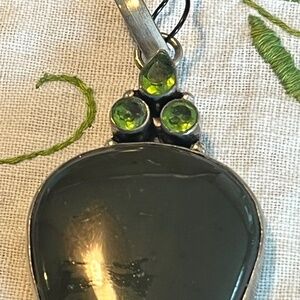 Cats Eye/Peridot & Sterling Pendant